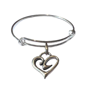 Sterling Silver Bangle with Heart Charm