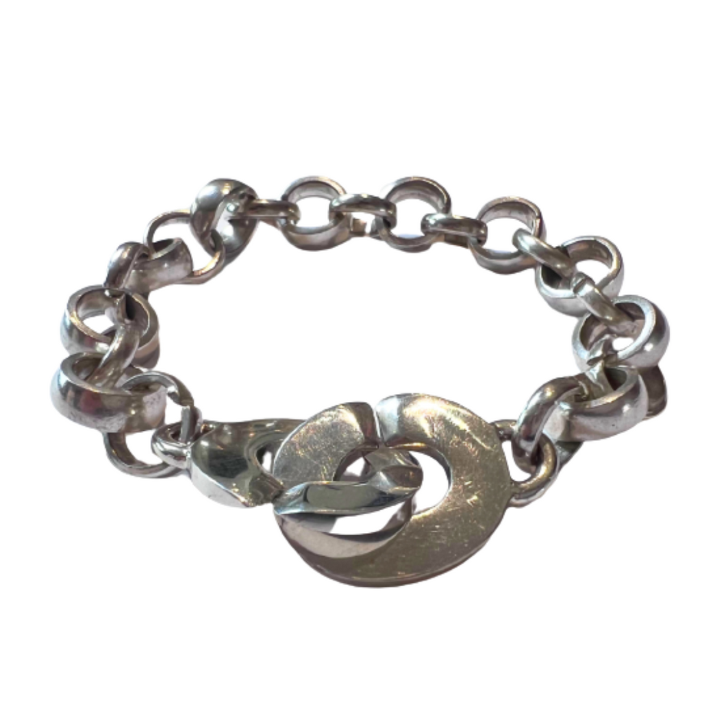 Sterling Silver CC Lock Cable Bracelet