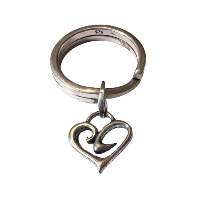 Sterling Silver Heart Charm/Split Ring Keychain